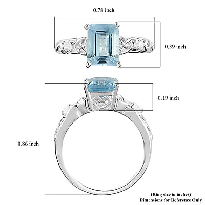 D'Joy Sky Blue Topaz, White Topaz Ring in Sterling Silver 1.90 ctw (Size 10.0)