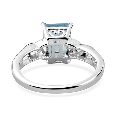 D'Joy Sky Blue Topaz, White Topaz Ring in Sterling Silver 1.90 ctw (Size 11.0)