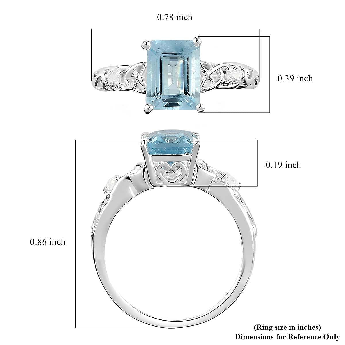 D'Joy Sky Blue Topaz, White Topaz Ring in Sterling Silver 1.90 ctw (Size 11.0)