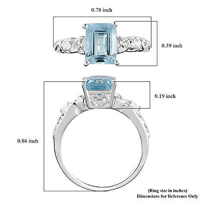 D'Joy Sky Blue Topaz, White Topaz Ring in Sterling Silver 1.90 ctw (Size 11.0)