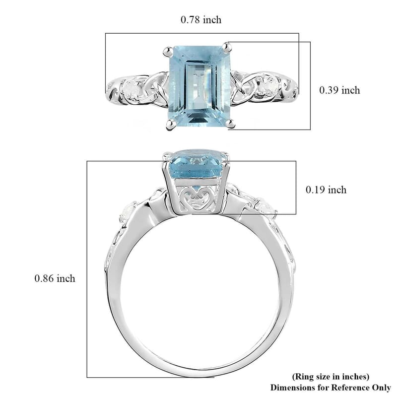 D'Joy Sky Blue Topaz, White Topaz Ring in Sterling Silver 1.90 ctw (Size 11.0)