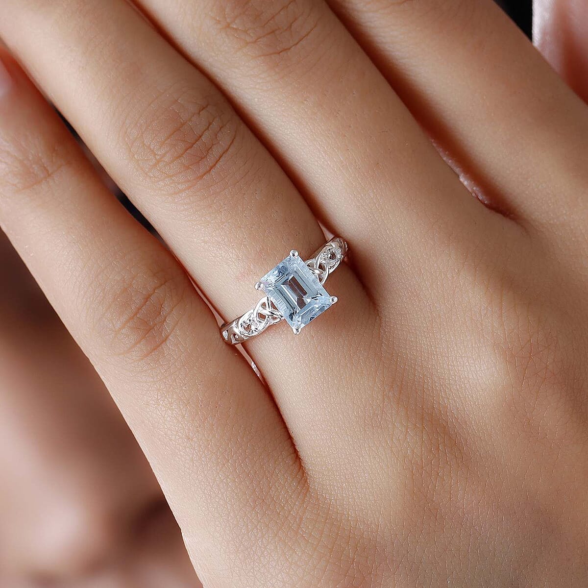 D'Joy Sky Blue Topaz, White Topaz Ring in Sterling Silver 1.90 ctw (Size 9.0) image number 2