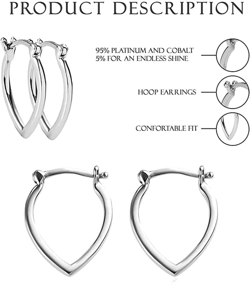950 Platinum Heart Shape Hoop Earrings 1.70 Grams image number 4