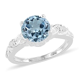 Sky Blue Topaz and White Topaz Ring in Sterling Silver (Size 10.0) 2.35 ctw