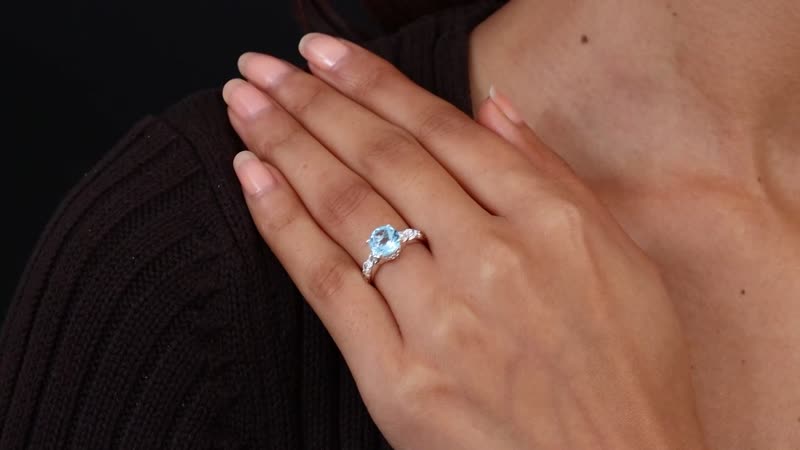 Sky Blue Topaz, White Topaz Ring in Sterling Silver (Size 10.0) 2.35 ctw