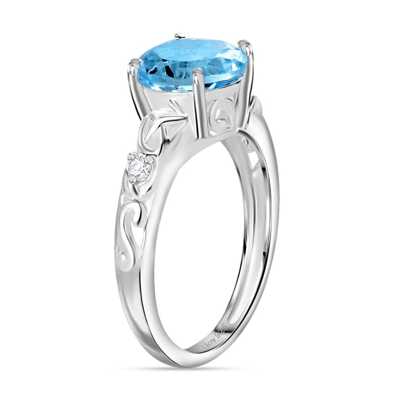 Sky Blue Topaz and White Topaz Ring in Sterling Silver (Size 10.0) 2.35 ctw