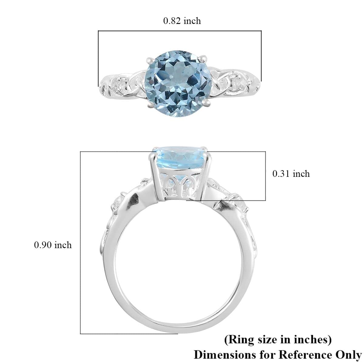Sky Blue Topaz and White Topaz Ring in Sterling Silver (Size 10.0) 2.35 ctw image number 7