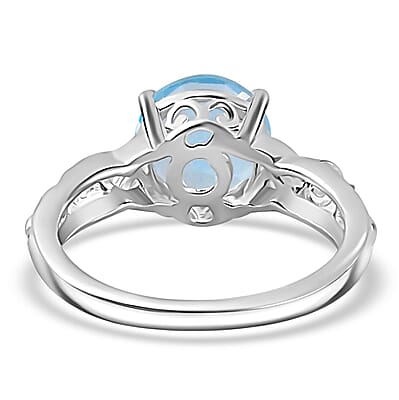 Sky Blue Topaz and White Topaz Ring in Sterling Silver (Size 11.0) 2.35 ctw