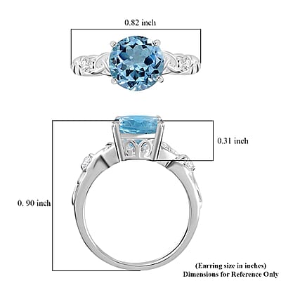 Sky Blue Topaz and White Topaz Ring in Sterling Silver (Size 11.0) 2.35 ctw