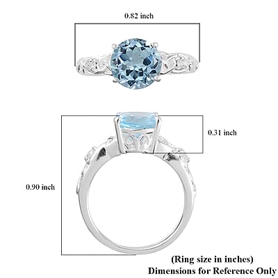 Sky Blue Topaz and White Topaz Ring in Sterling Silver (Size 11.0) 2.35 ctw