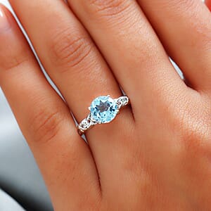 Sky Blue Topaz and White Topaz 2.35 ctw Ring in Sterling Silver (Size 7.0)