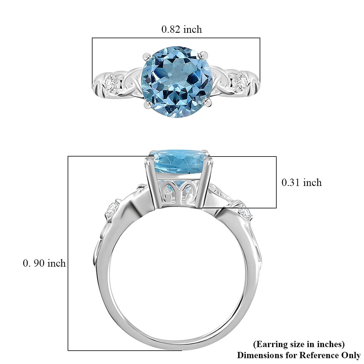 D'Joy Sky Blue Topaz and White Topaz 2.35 ctw Ring in Sterling Silver (Size 8.0) image number 5