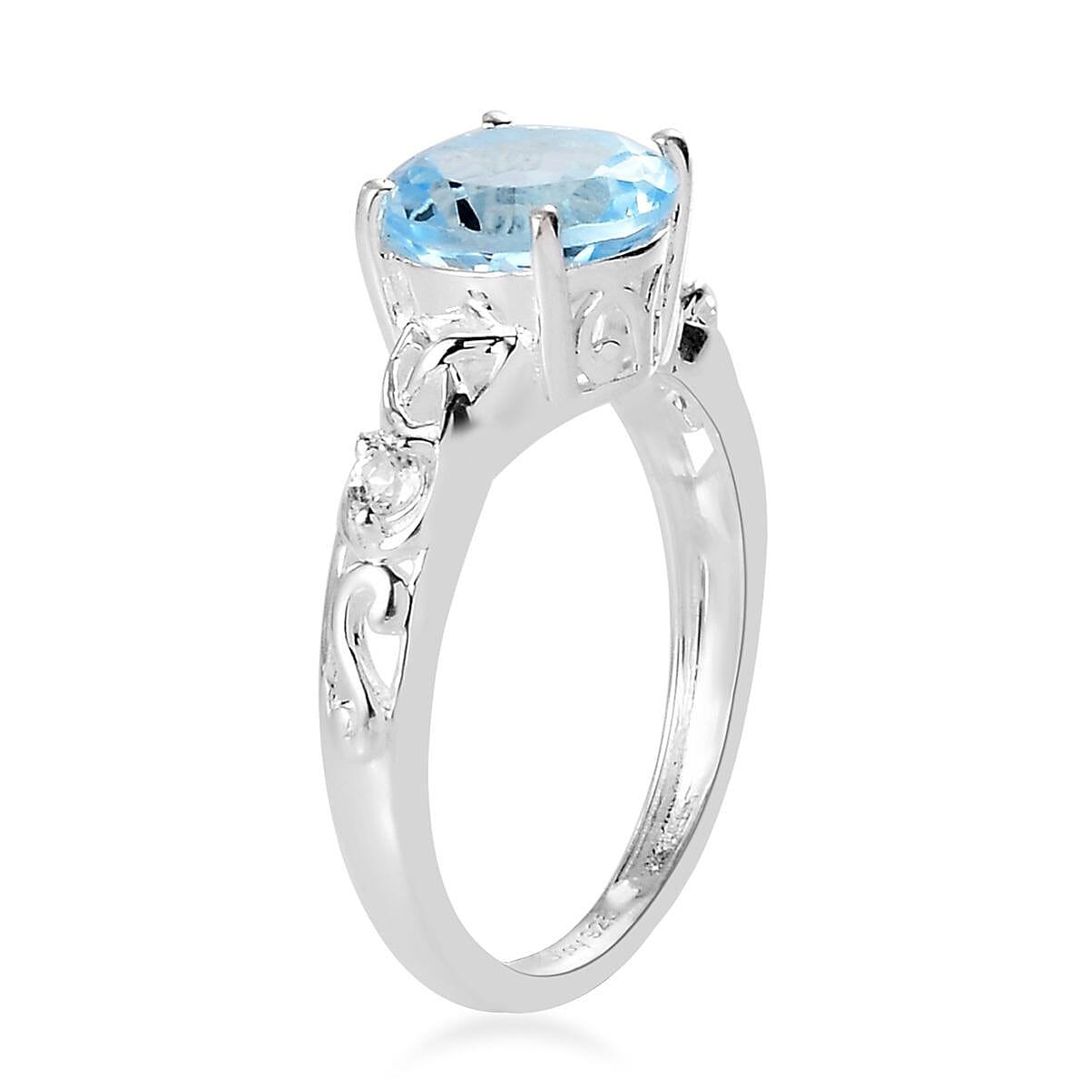 Sky Blue Topaz and White Topaz Ring in Sterling Silver (Size 9.0) 2.35 ctw image number 5