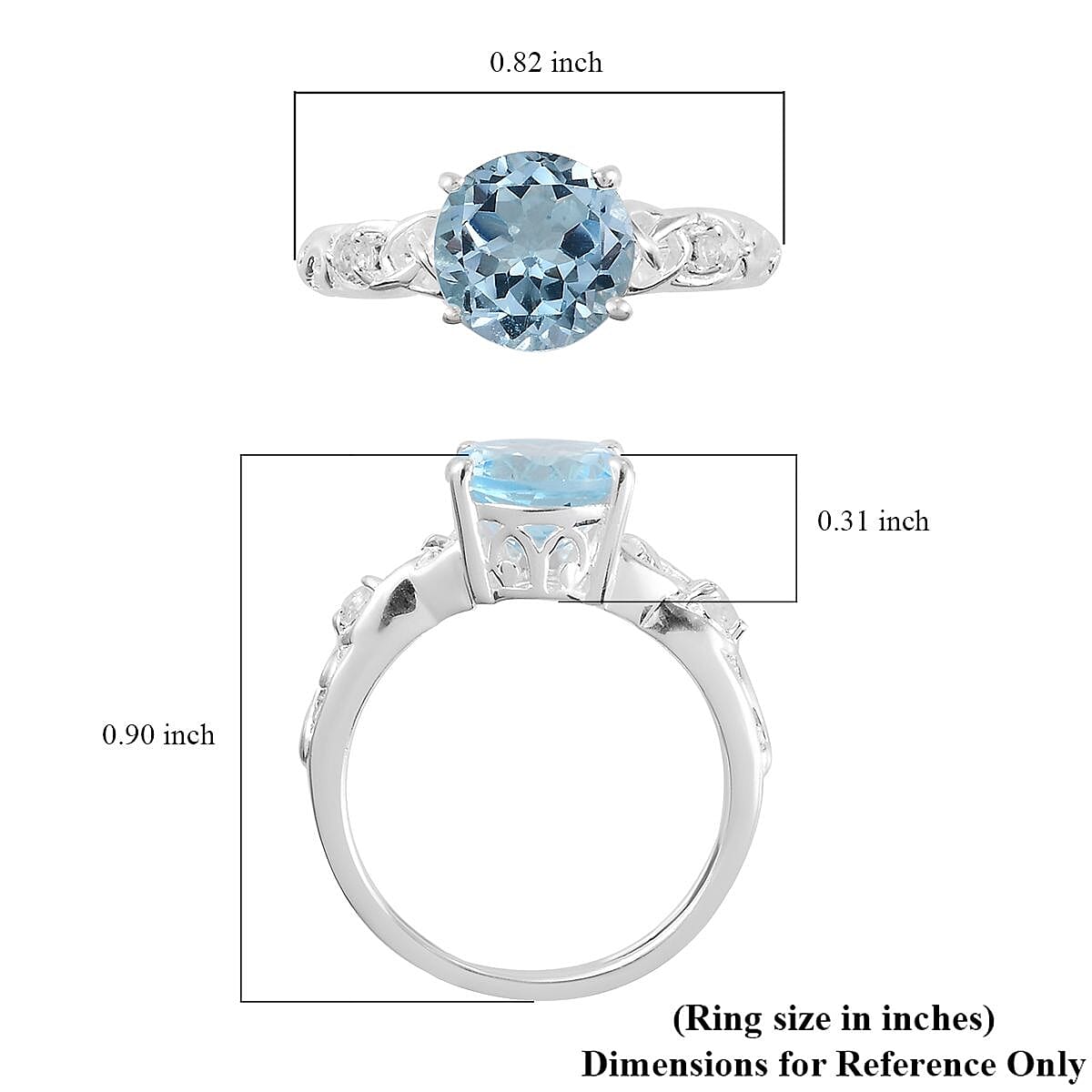 Sky Blue Topaz and White Topaz Ring in Sterling Silver (Size 9.0) 2.35 ctw image number 7