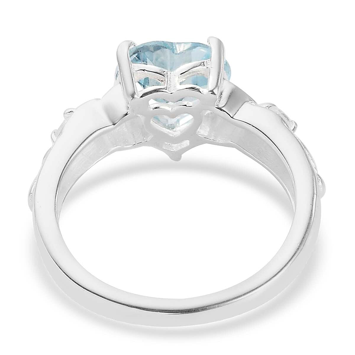 D'Joy Sky Blue Topaz and White Topaz 2.40 ctw Heart Ring in Sterling Silver (Size 7.0) image number 6