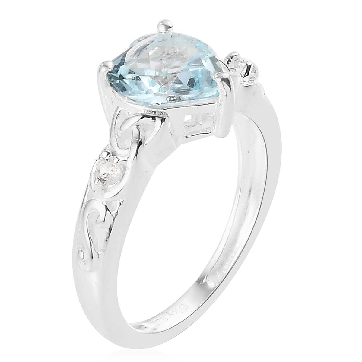 D'Joy Sky Blue Topaz and White Topaz 2.40 ctw Heart Ring in Sterling Silver (Size 8.0) image number 5