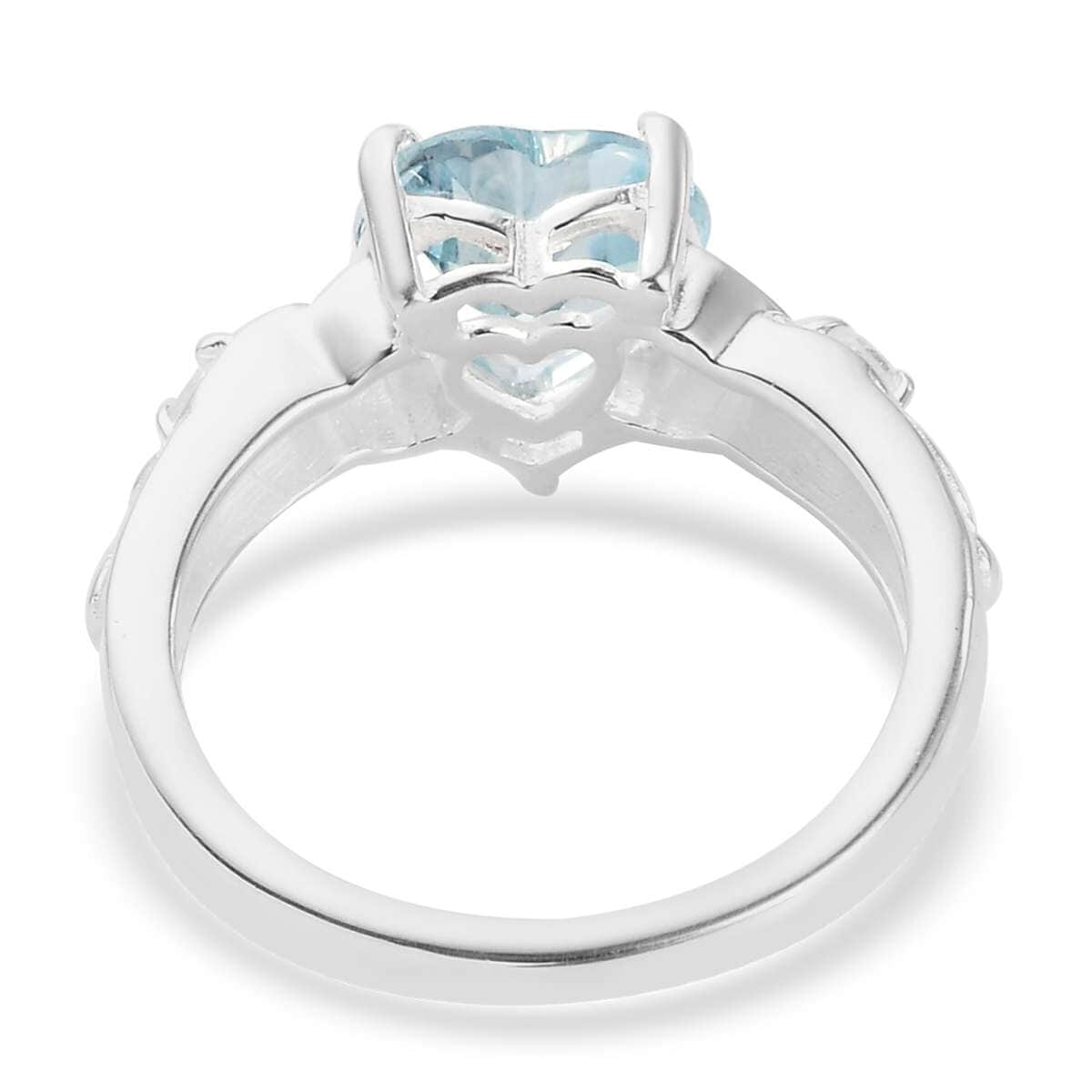 Sky Blue Topaz and White Topaz Heart Ring in Sterling Silver (Size 9.0) 2.00 ctw image number 6
