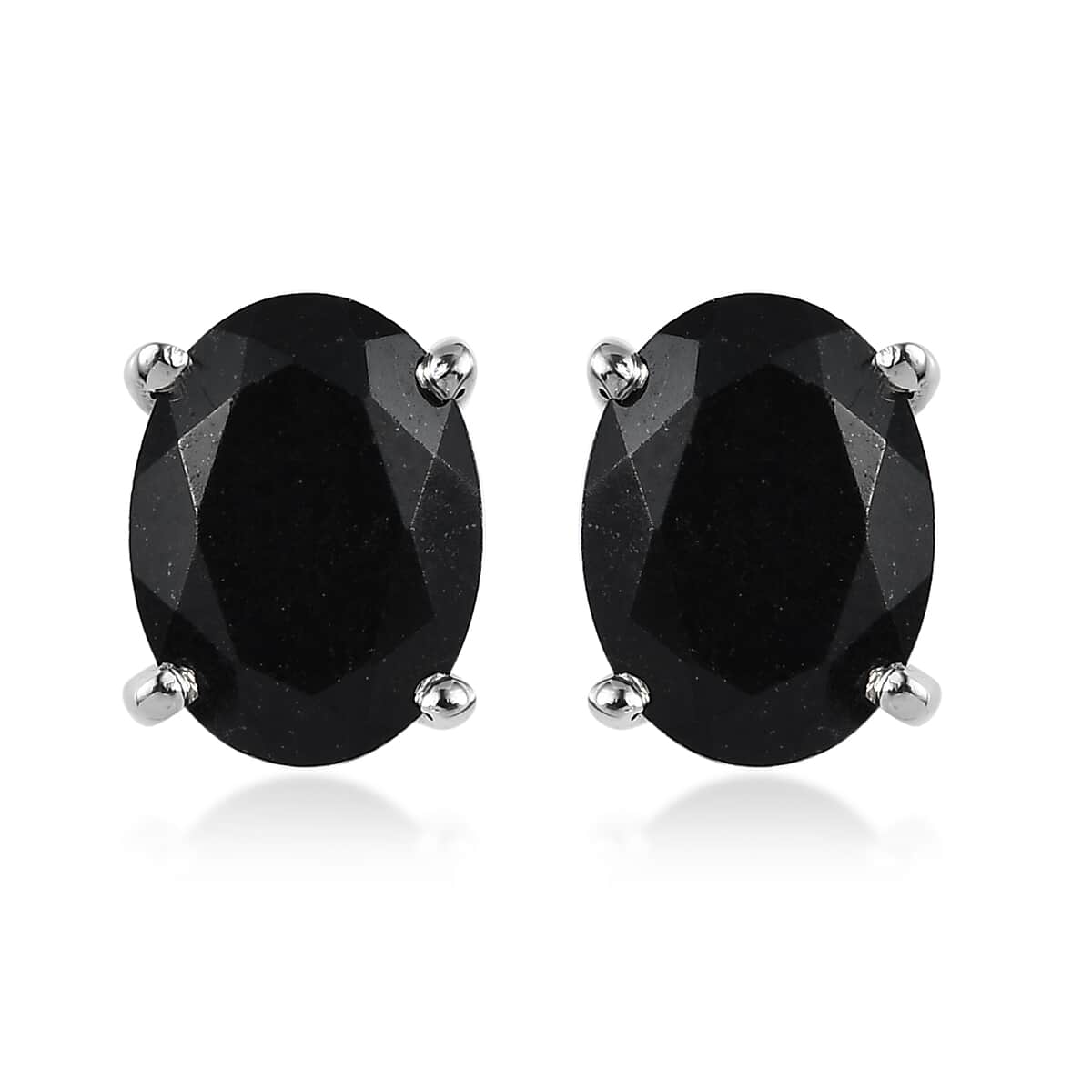Australian Black Tourmaline Solitaire Stud Earrings in Platinum Over Sterling Silver 2.50 ctw image number 0