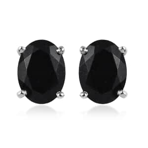Australian Black Tourmaline Solitaire Stud Earrings in Platinum Over Sterling Silver 2.50 ctw