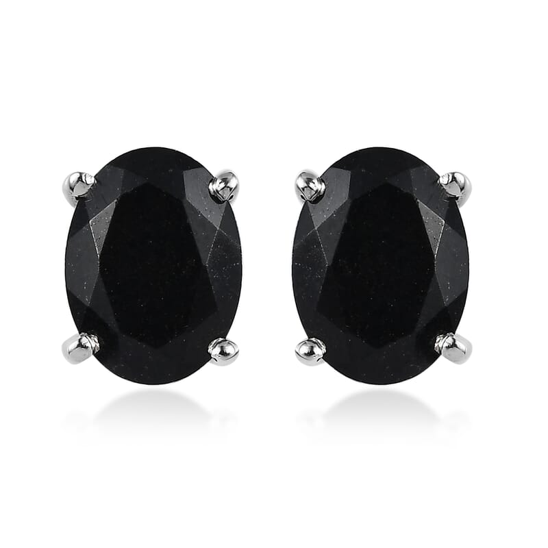 D'Joy Australian Black Tourmaline 2.50 ctw Solitaire Stud Earrings in Platinum Over Sterling Silver