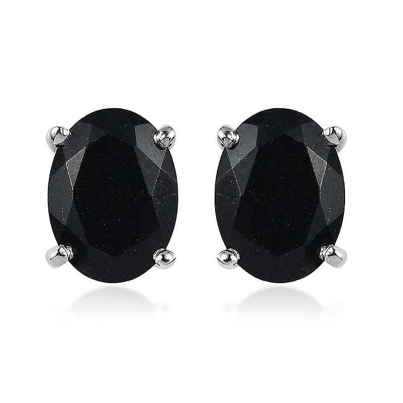 D'Joy Australian Black Tourmaline 2.50 ctw Solitaire Stud Earrings in Platinum Over Sterling Silver