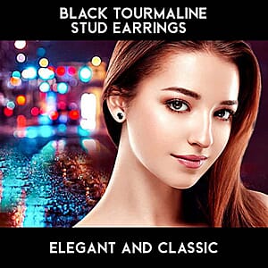 D'Joy Australian Black Tourmaline 2.50 ctw Solitaire Stud Earrings in Platinum Over Sterling Silver