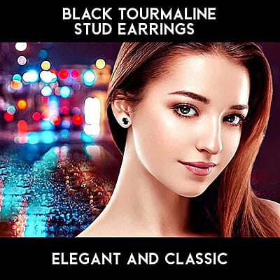 D'Joy Australian Black Tourmaline 2.50 ctw Solitaire Stud Earrings in Platinum Over Sterling Silver