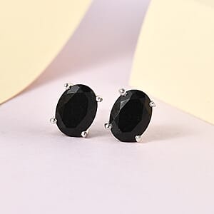 D'Joy Australian Black Tourmaline 2.50 ctw Solitaire Stud Earrings in Platinum Over Sterling Silver
