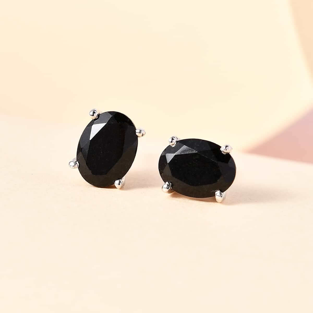 Australian Black Tourmaline Solitaire Stud Earrings in Platinum Over Sterling Silver 2.50 ctw image number 4