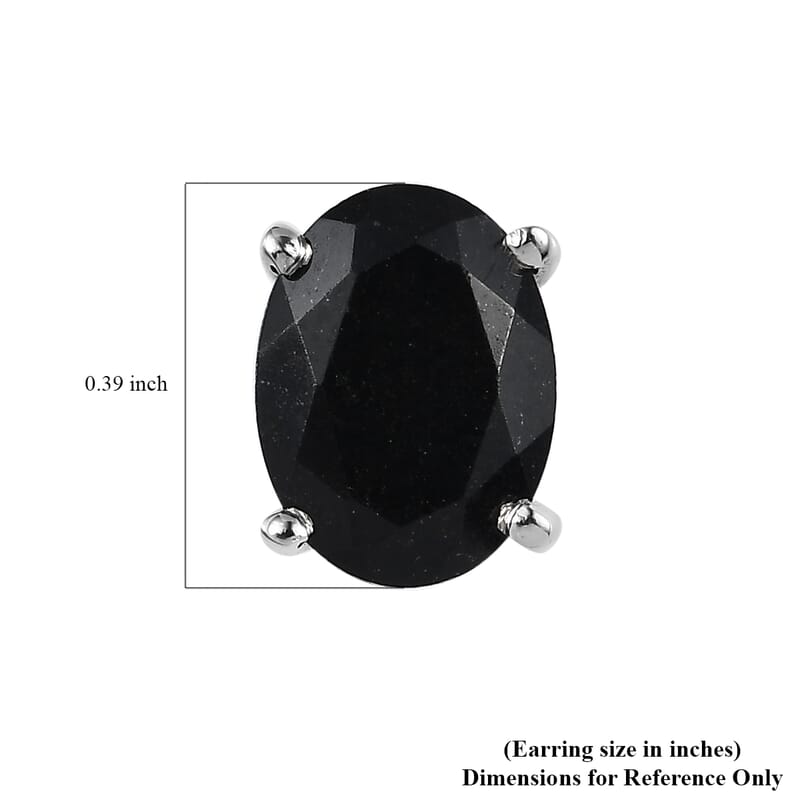 D'Joy Australian Black Tourmaline 2.50 ctw Solitaire Stud Earrings in Platinum Over Sterling Silver