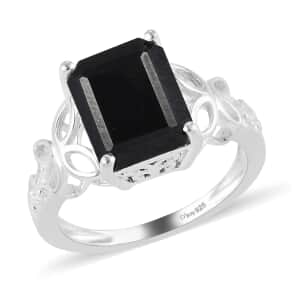 Australian Black Tourmaline Solitaire Ring in Sterling Silver (Size 10.0) 3.00 ctw