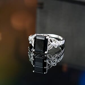D'Joy Australian Black Tourmaline 3.50 Solitaire Ring in Sterling Silver (Size 10.0) 