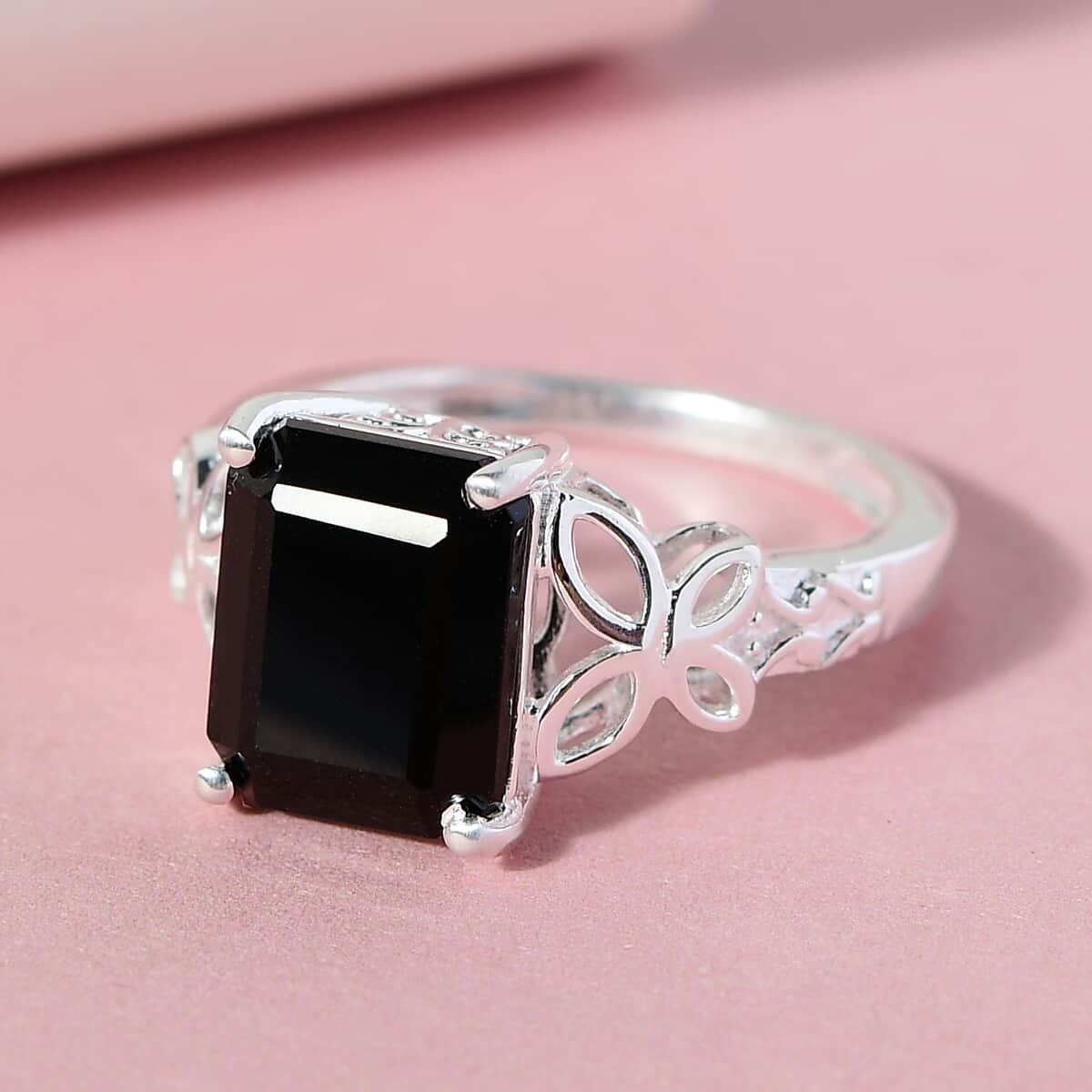 Australian Black Tourmaline Solitaire Ring in Sterling Silver 3.65 ctw image number 1