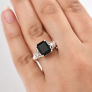 D'Joy Australian Black Tourmaline 3.50 Solitaire Ring in Sterling Silver (Size 10.0) 
