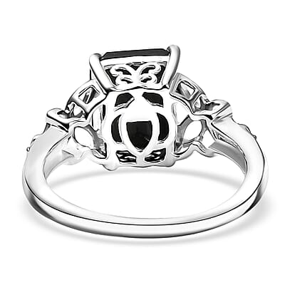 D'Joy Australian Black Tourmaline 3.50 Solitaire Ring in Sterling Silver (Size 10.0)