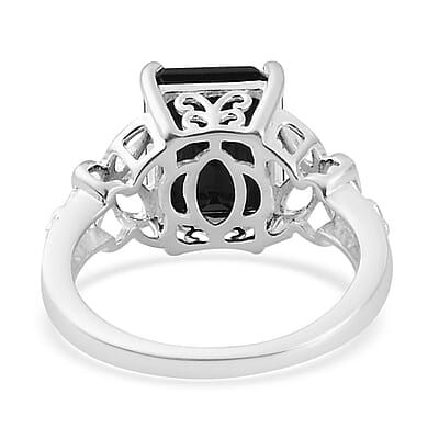 D'Joy Australian Black Tourmaline 3.50 Solitaire Ring in Sterling Silver (Size 10.0)