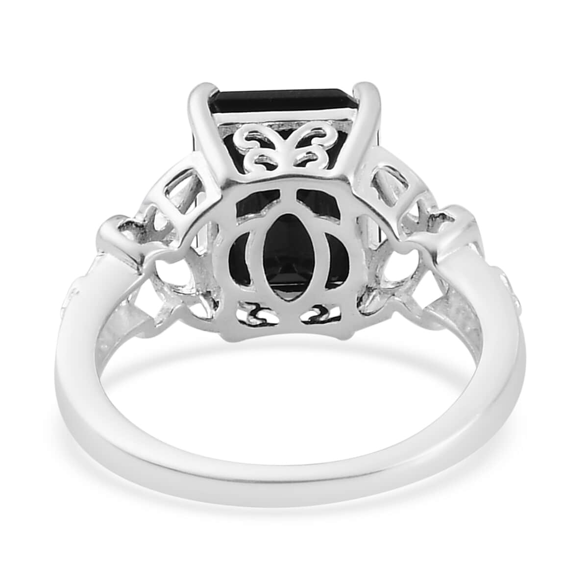 Australian Black Tourmaline Solitaire Ring in Sterling Silver 3.65 ctw image number 6