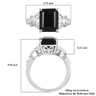 D'Joy Australian Black Tourmaline 3.50 Solitaire Ring in Sterling Silver (Size 10.0)