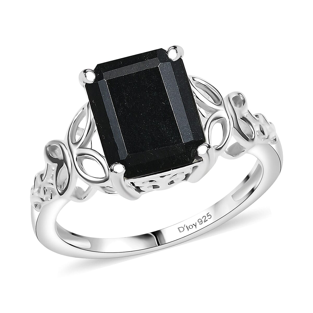 D'Joy Australian Black Tourmaline 3.50 Solitaire Ring in Sterling Silver
