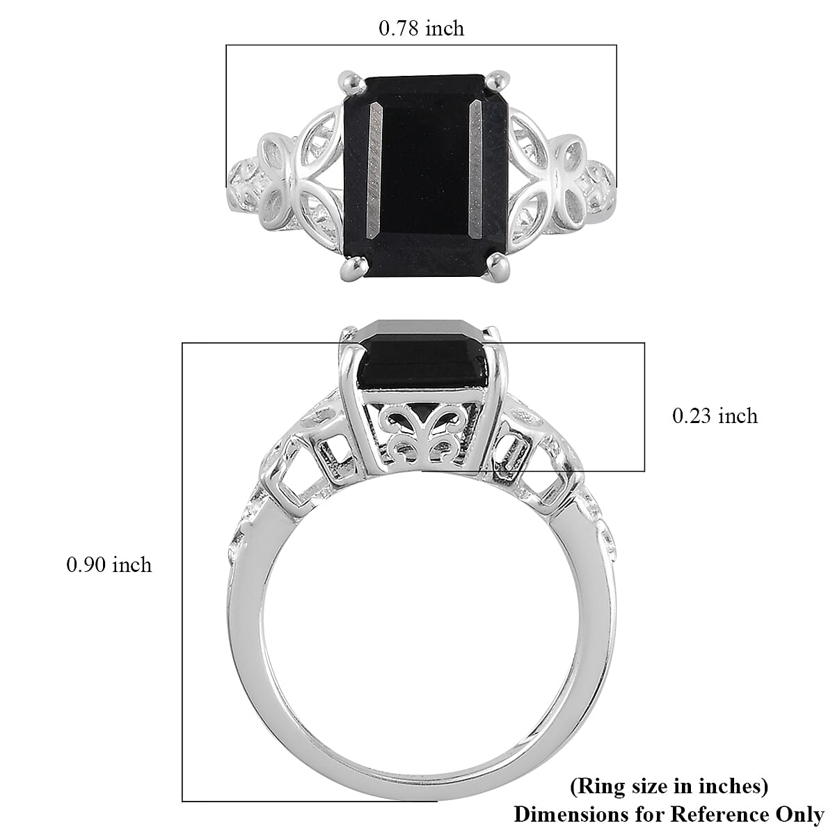 D'Joy Australian Black Tourmaline 3.50 ctw Solitaire Ring in Sterling Silver (Size 11.0)