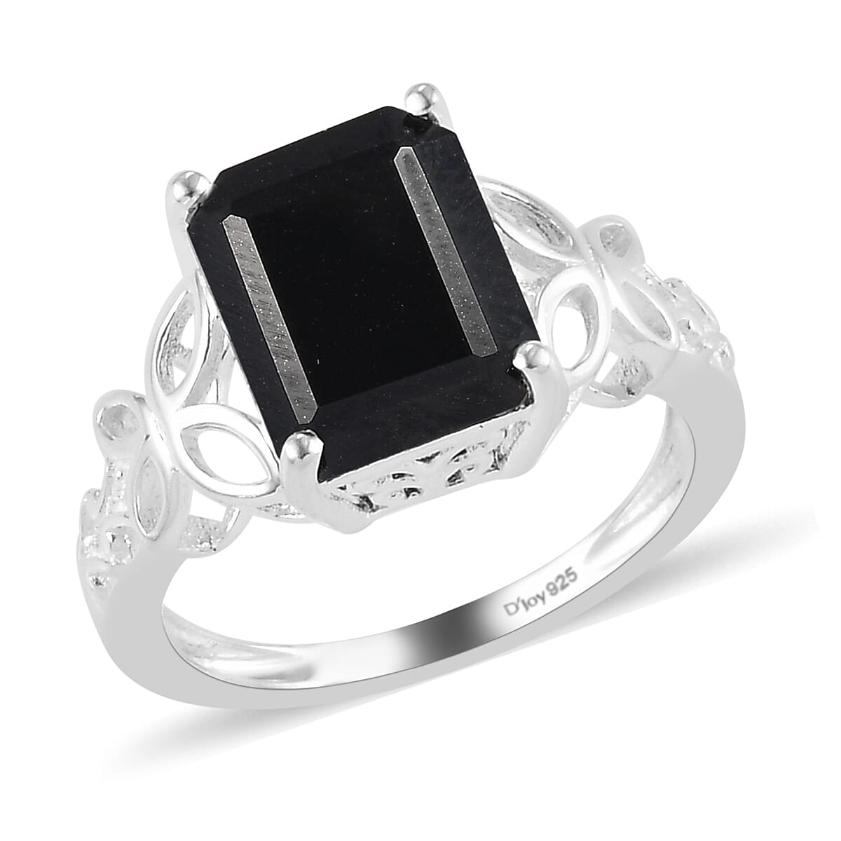 D'Joy Australian Black Tourmaline 3.50 Solitaire Ring in Sterling Silver