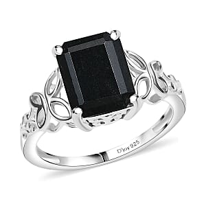 D'Joy Australian Black Tourmaline 3.50 Solitaire Ring in Sterling Silver (Size 5.0) 