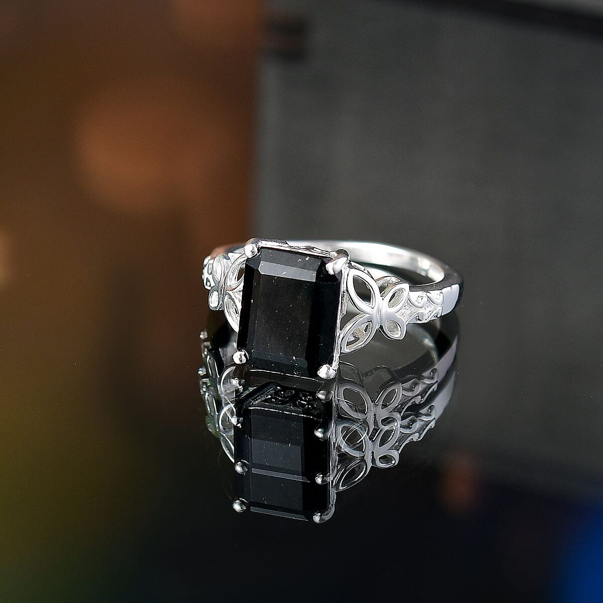 D'Joy Australian Black Tourmaline 3.50 Solitaire Ring in Sterling Silver (Size 5.0)  image number 1