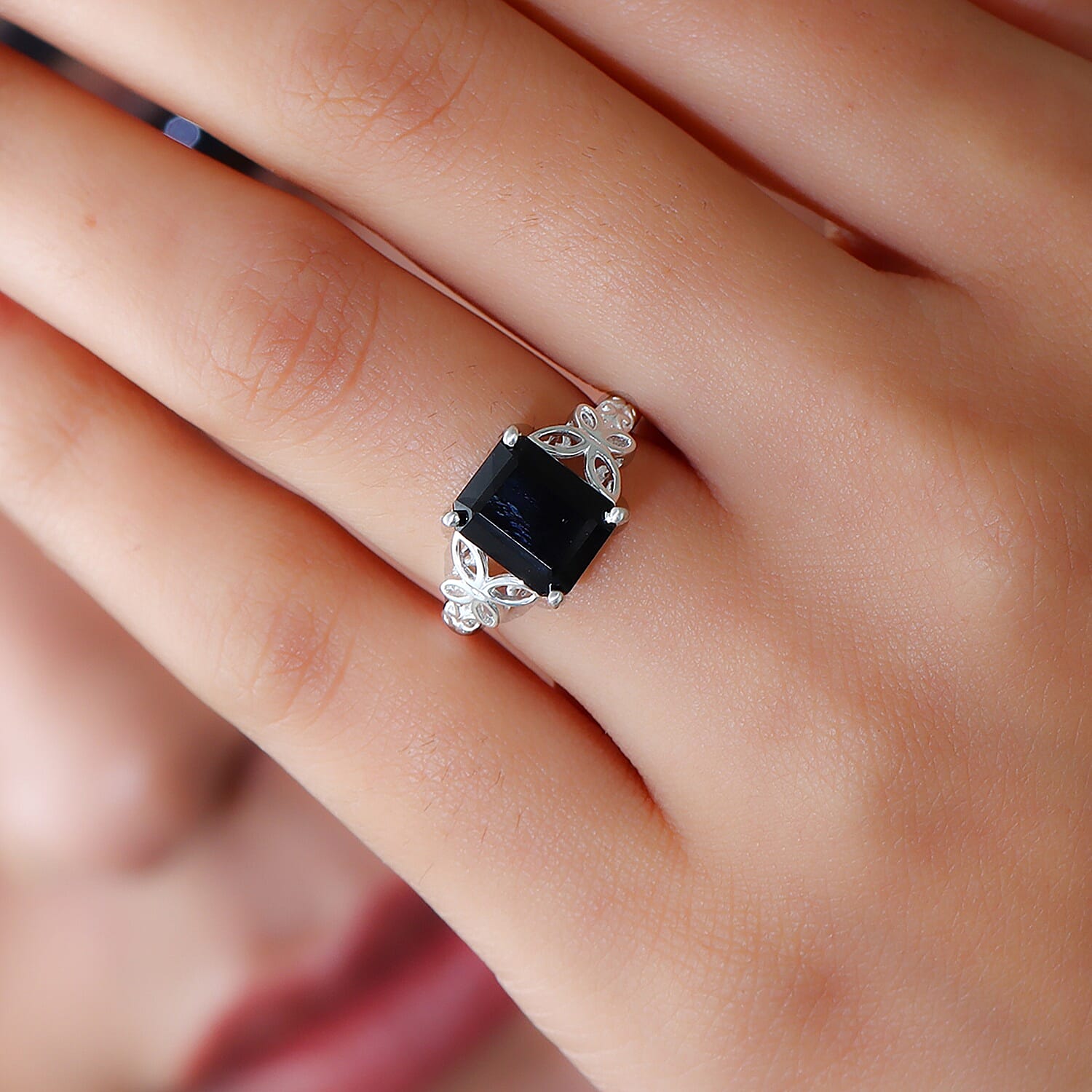 D'Joy Australian Black Tourmaline 3.50 Solitaire Ring in Sterling Silver (Size 5.0)