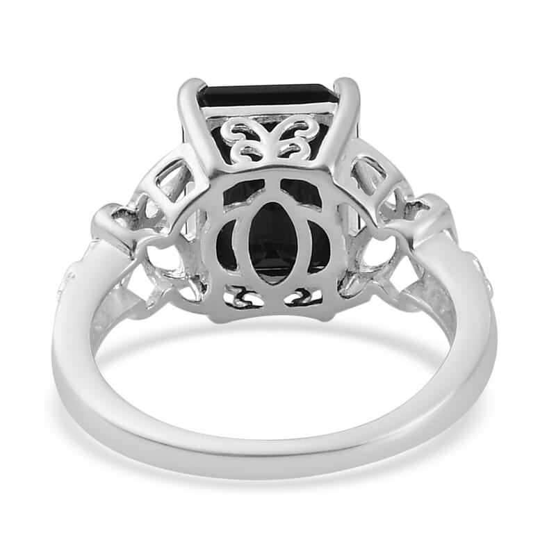 D'Joy Australian Black Tourmaline 3.50 Solitaire Ring in Sterling Silver (Size 5.0)