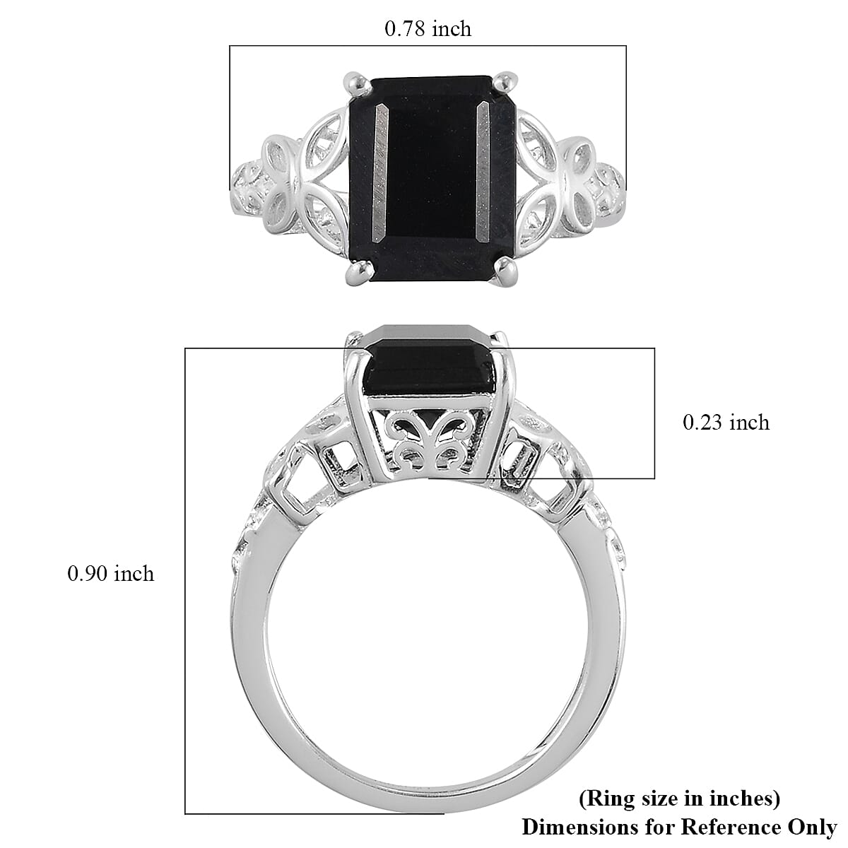 D'Joy Australian Black Tourmaline 3.50 Solitaire Ring in Sterling Silver (Size 5.0)