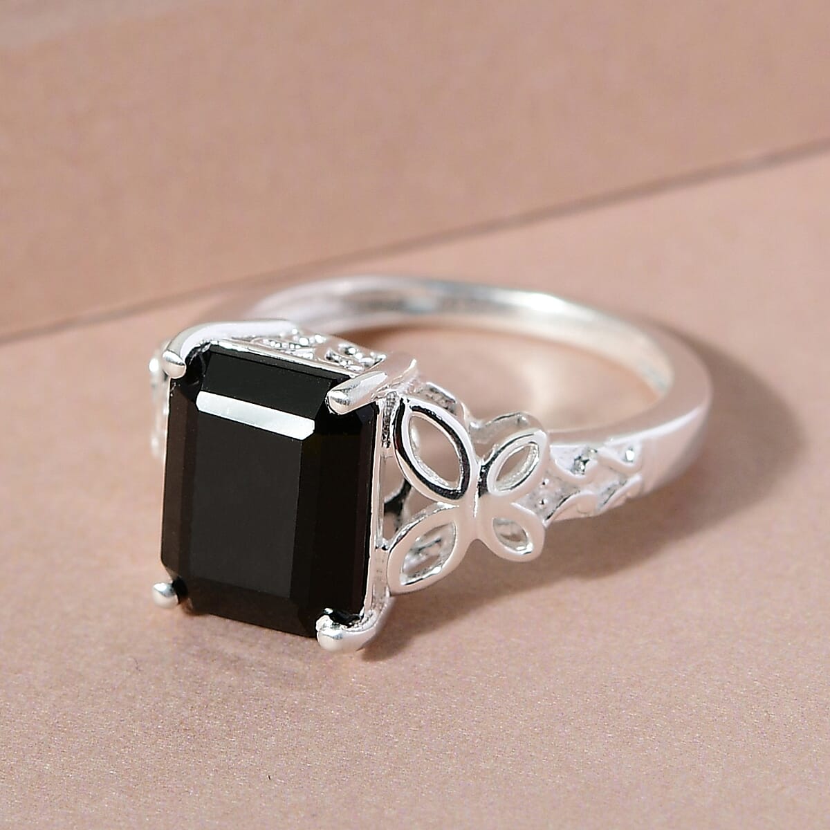 D'Joy Australian Black Tourmaline Solitaire Ring in Sterling Silver (Size 6.0) 3.50 ctw image number 2