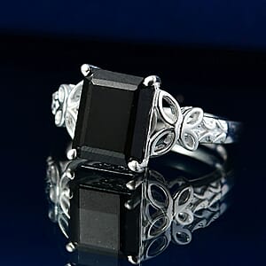 D'Joy Australian Black Tourmaline 3.50 ctw Solitaire Ring in Sterlling Silver (Size 8.0)