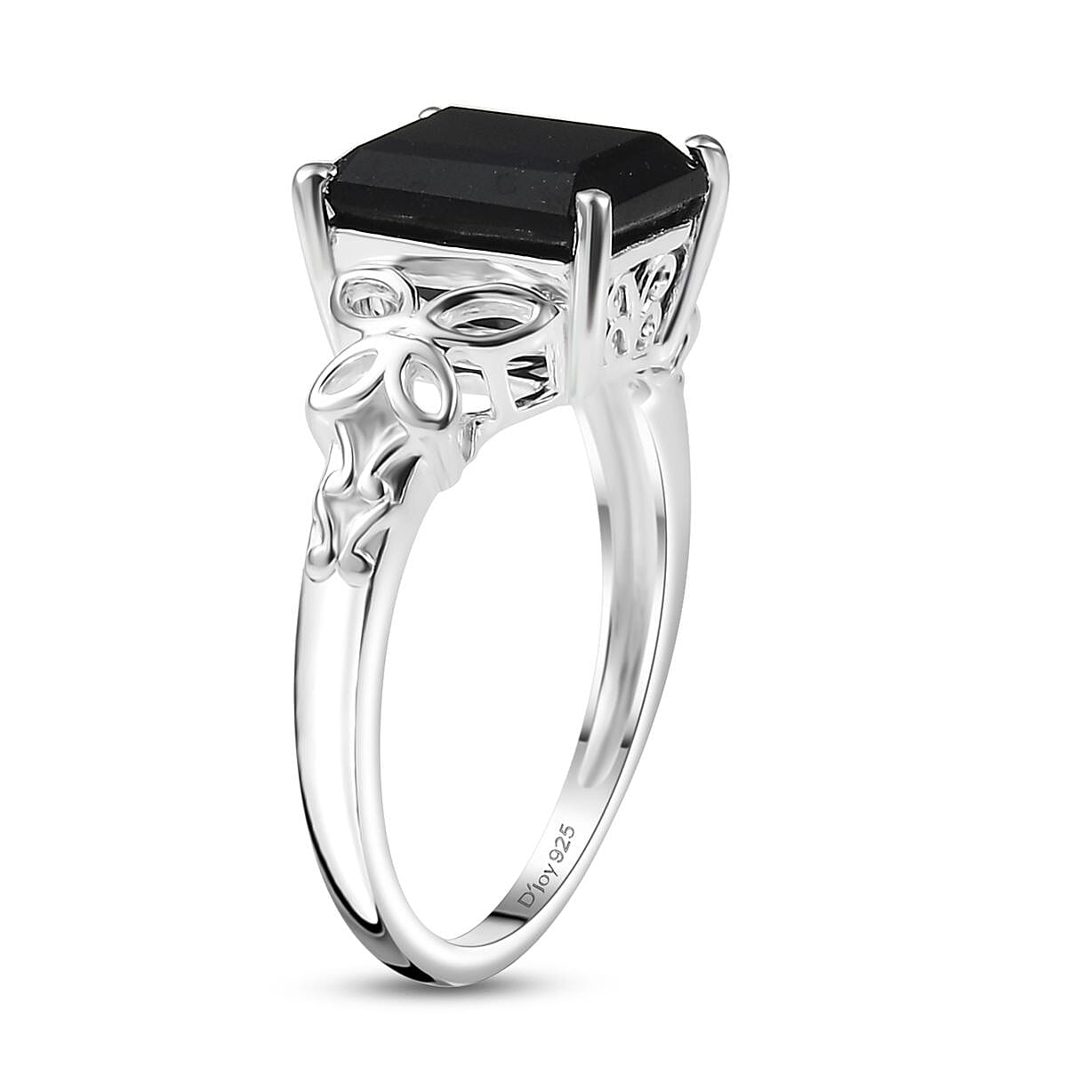 D'Joy Australian Black Tourmaline 3.50 ctw Solitaire Ring in Sterlling Silver (Size 8.0) image number 3