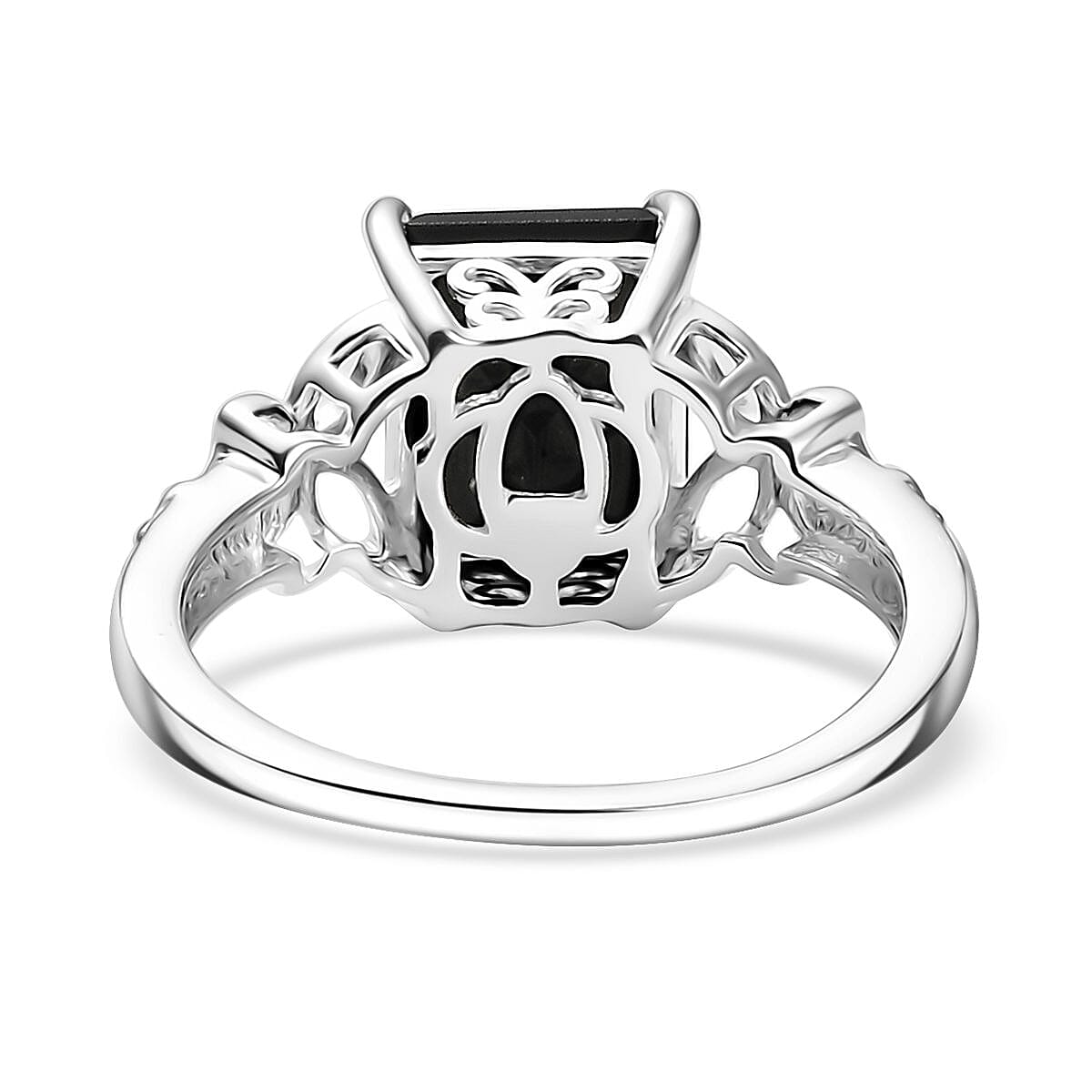 D'Joy Australian Black Tourmaline 3.50 ctw Solitaire Ring in Sterlling Silver (Size 8.0) image number 4